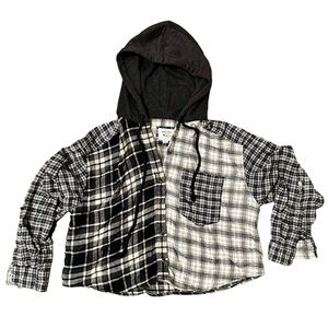 cropped hooded flannel
